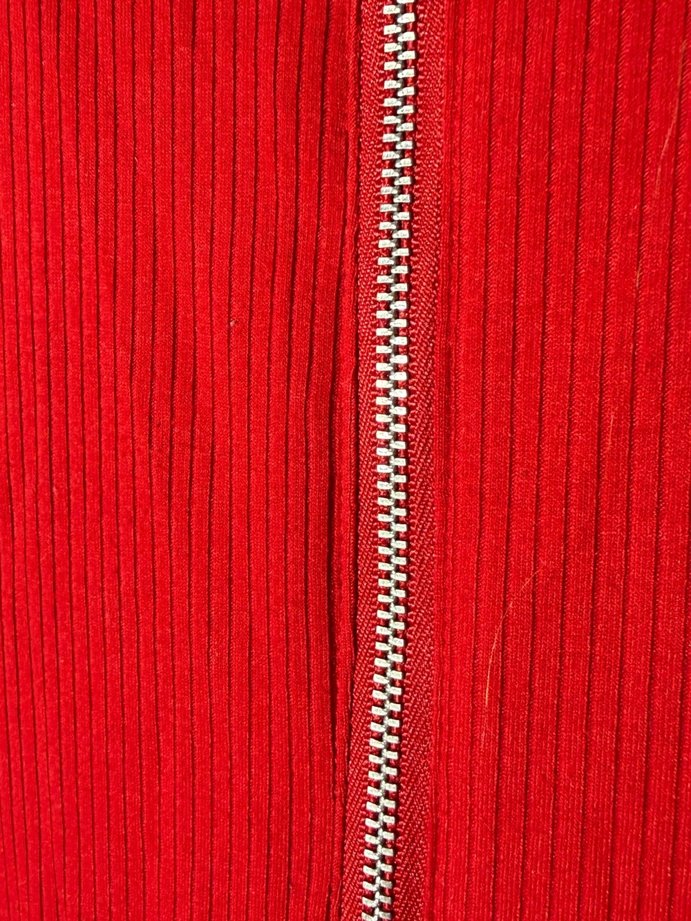 Red Zip-Front Ribbed Long-Sleeve Dress - Picture 2 of 10